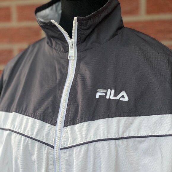 Fila White & Gray Colorblock Windbreaker Jacket | Women’s Small - Picture 3 of 13
